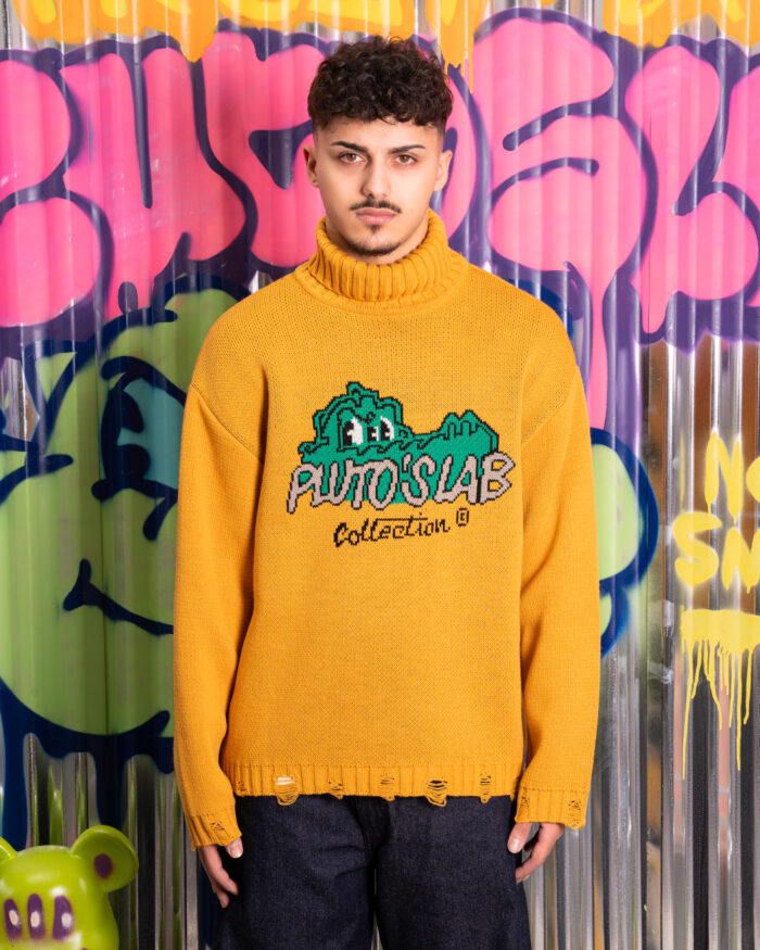 PULLOVER COLLO ALTO SENAPE - SENAPE